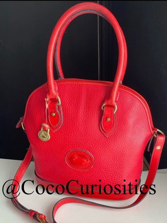 Dooney & Bourke Handbags - Dooney and Bourke Red Leather Norfolk Case Dome Satchel Bag R04